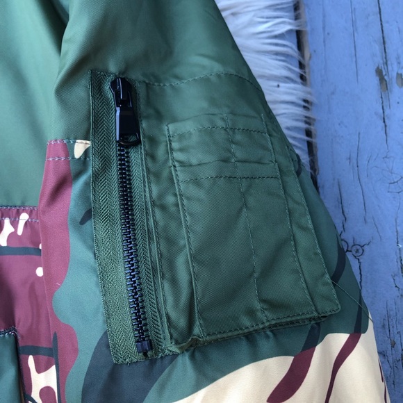 Zero Foxtrot Gear Retro Skull Rhodie Camo Green Bomber Jacket Mens size XL NWOT - Picture 7 of 11